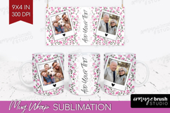 Retro Flowers Photo Mug Wrap PNG - Floral Picture Frame Mug Product Image 1
