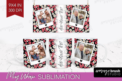 Retro Flowers Photo Mug Wrap PNG - Floral Picture Frame Mug Product Image 1