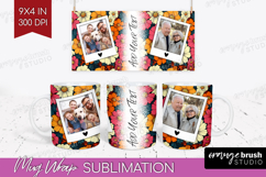 Retro Flowers Photo Mug Wrap PNG - Floral Picture Frame Mug Product Image 1