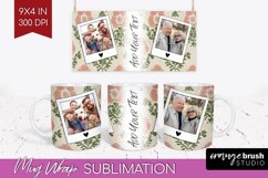 Flowers Photo Mug Wrap PNG - Vintage Floral Picture Frame Product Image 1