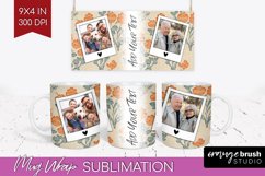 Flowers Photo Mug Wrap PNG - Vintage Floral Picture Frame Product Image 1