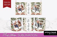 Flowers Photo Mug Wrap PNG - Vintage Floral Picture Frame Product Image 1