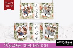 Flowers Photo Mug Wrap PNG - Vintage Floral Picture Frame Product Image 1