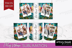 Stained Glass Photo Mug Wrap PNG - Flowers Picture Frame Mug Product Image 1