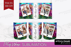 Stained Glass Photo Mug Wrap PNG - Flowers Picture Frame Mug Product Image 1