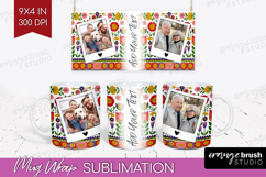 Folk Flowers Photo Mug Wrap PNG - Floral Picture Frame Mug Product Image 1