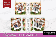 Folk Flowers Photo Mug Wrap PNG - Floral Picture Frame Mug Product Image 1