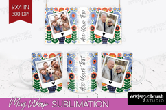 Folk Flowers Photo Mug Wrap PNG - Floral Picture Frame Mug Product Image 1
