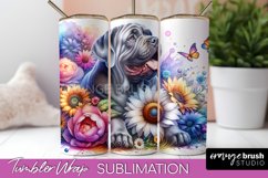 Neapolitan Mastiff Tumbler Wrap Dog Sublimation Floral PNG Product Image 1