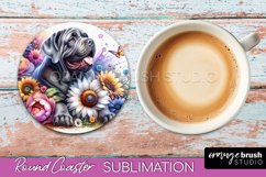 Neapolitan Mastiff Round Coaster Dog Sublimation Floral PNG Product Image 1