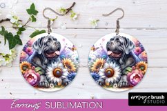 Neapolitan Mastiff Earrings Dog Sublimation Floral PNG Product Image 1