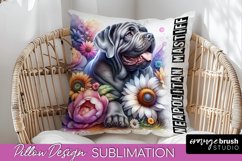 Dog Pillow Cover - Dog Mom Floral Pillow Sublimation Product Image 1
