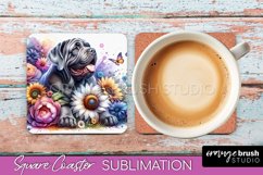 Neapolitan Mastiff Square Coaster Dog Sublimation Floral PNG Product Image 1