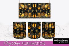 Neon Halloween Mug Wrap - Spooky Mug Sublimation Designs Product Image 1