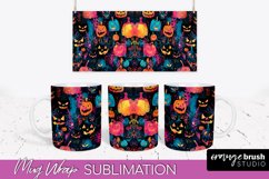 Neon Halloween Mug Wrap - Spooky Mug Sublimation Designs Product Image 1