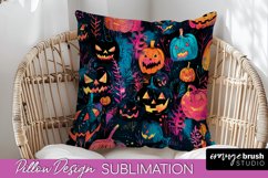 Neon Halloween Pillow Sublimation - Spooky Pillow Cover Product Image 1