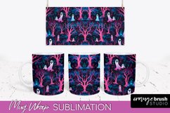 Neon Halloween Mug Wrap - Spooky Mug Sublimation Designs Product Image 1