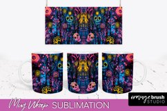 Neon Halloween Mug Wrap - Spooky Mug Sublimation Designs Product Image 1