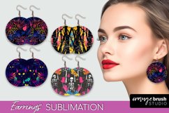 Neon Halloween Earrings - Spooky Round Earring Sublimation Product Image 1