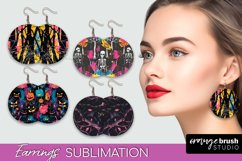 Neon Halloween Earrings - Spooky Round Earring Sublimation Product Image 1