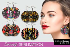 Neon Halloween Earrings - Spooky Round Earring Sublimation Product Image 1