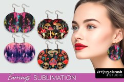 Neon Halloween Earrings - Spooky Round Earring Sublimation Product Image 1