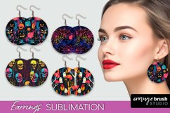 Neon Halloween Earrings - Spooky Round Earring Sublimation Product Image 1