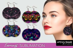 Neon Halloween Earrings - Spooky Round Earring Sublimation Product Image 1