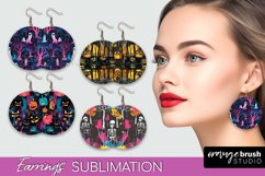 Neon Halloween Earrings - Spooky Round Earring Sublimation Product Image 1