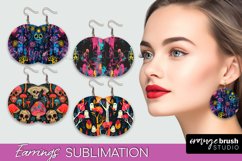 Neon Halloween Earrings - Spooky Round Earring Sublimation Product Image 1