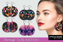 Neon Halloween Earrings - Spooky Round Earring Sublimation Product Image 1