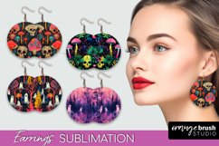 Neon Halloween Earrings - Spooky Round Earring Sublimation Product Image 1