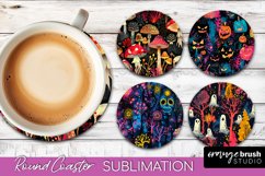 Neon Halloween Coasters - Spooky Round Coaster Sublimation Product Image 1