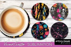 Neon Halloween Coasters - Spooky Round Coaster Sublimation Product Image 1