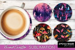 Neon Halloween Coasters - Spooky Round Coaster Sublimation Product Image 1