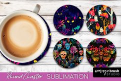Neon Halloween Coasters - Spooky Round Coaster Sublimation Product Image 1