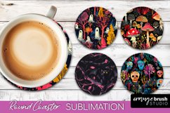 Neon Halloween Coasters - Spooky Round Coaster Sublimation Product Image 1