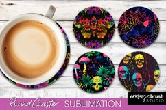 Neon Halloween Coasters - Spooky Round Coaster Sublimation Product Image 1