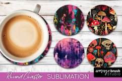 Neon Halloween Coasters - Spooky Round Coaster Sublimation Product Image 1