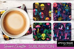 Neon Halloween Coasters - Spooky Square Coaster Sublimation Product Image 1