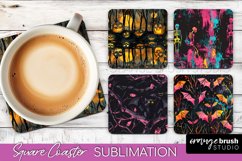 Neon Halloween Coasters - Spooky Square Coaster Sublimation Product Image 1