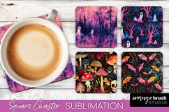 Neon Halloween Coasters - Spooky Square Coaster Sublimation Product Image 1