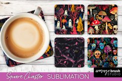 Neon Halloween Coasters - Spooky Square Coaster Sublimation Product Image 1