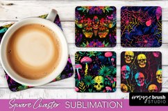 Neon Halloween Coasters - Spooky Square Coaster Sublimation Product Image 1