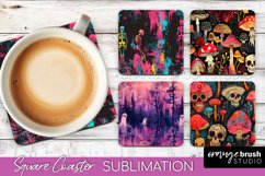 Neon Halloween Coasters - Spooky Square Coaster Sublimation Product Image 1