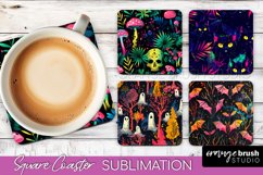 Neon Halloween Coasters - Spooky Square Coaster Sublimation Product Image 1