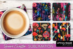 Neon Halloween Coasters - Spooky Square Coaster Sublimation Product Image 1