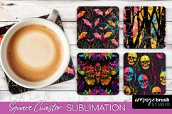 Neon Halloween Coasters - Spooky Square Coaster Sublimation Product Image 1
