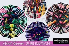 Neon Halloween Wind Spinner, Spooky Wind Spinner Sublimation Product Image 1