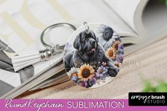 Newfoundland Keychain Dog Sublimation Floral PNG Product Image 1